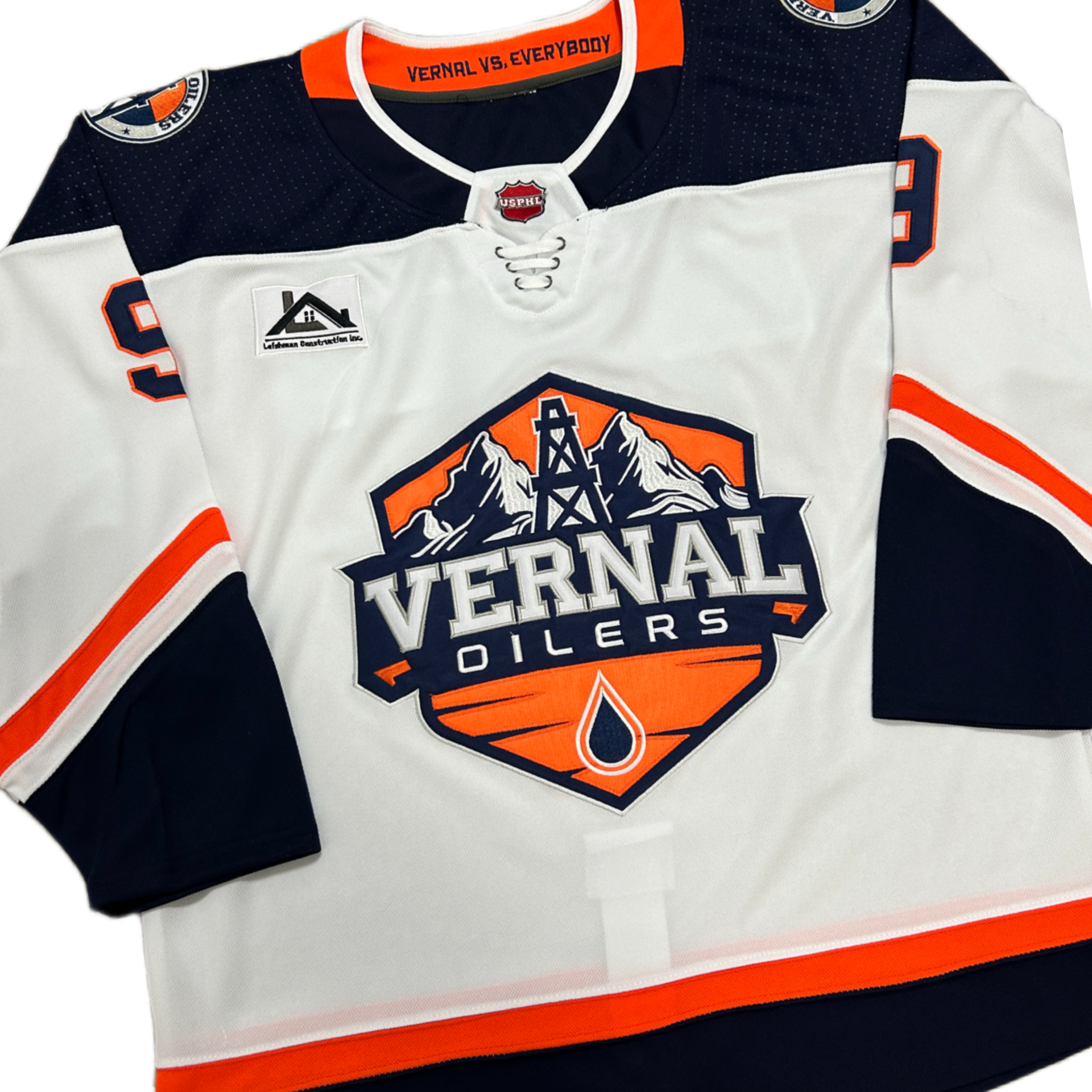 PowerPlay customs Pro stitch and cut embroidery custom jersey with full embroidery and premium materials, designed to mirror nhl level uniforms still at a great price.